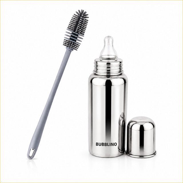 Stainless Steel Baby Feeding Bottle with Silicone Cleaning Brush Combo-image-13