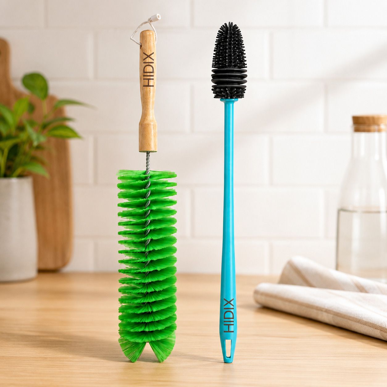 Silicone Bottle Scrubber & Long Handle Bottle Cleaner Brush-image-1