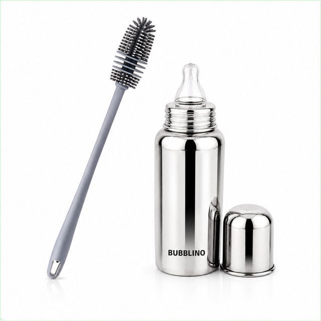 Stainless Steel Baby Feeding Bottle with Silicone Cleaning Brush Combo-image-14