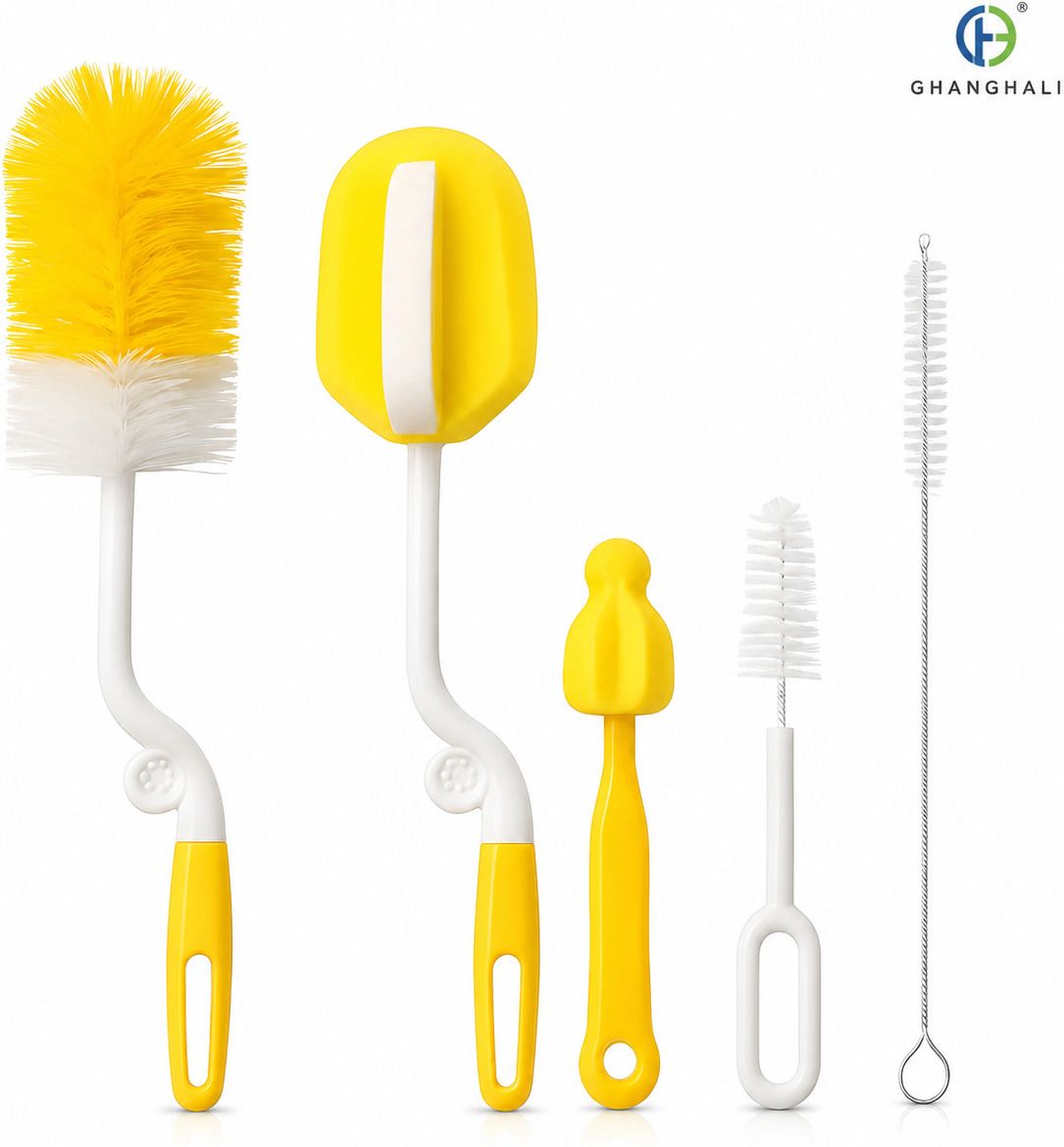 5 in 1 Baby Bottle Cleaning Brush Set with Sponge, Nipple and Straw Cleaner-image-30