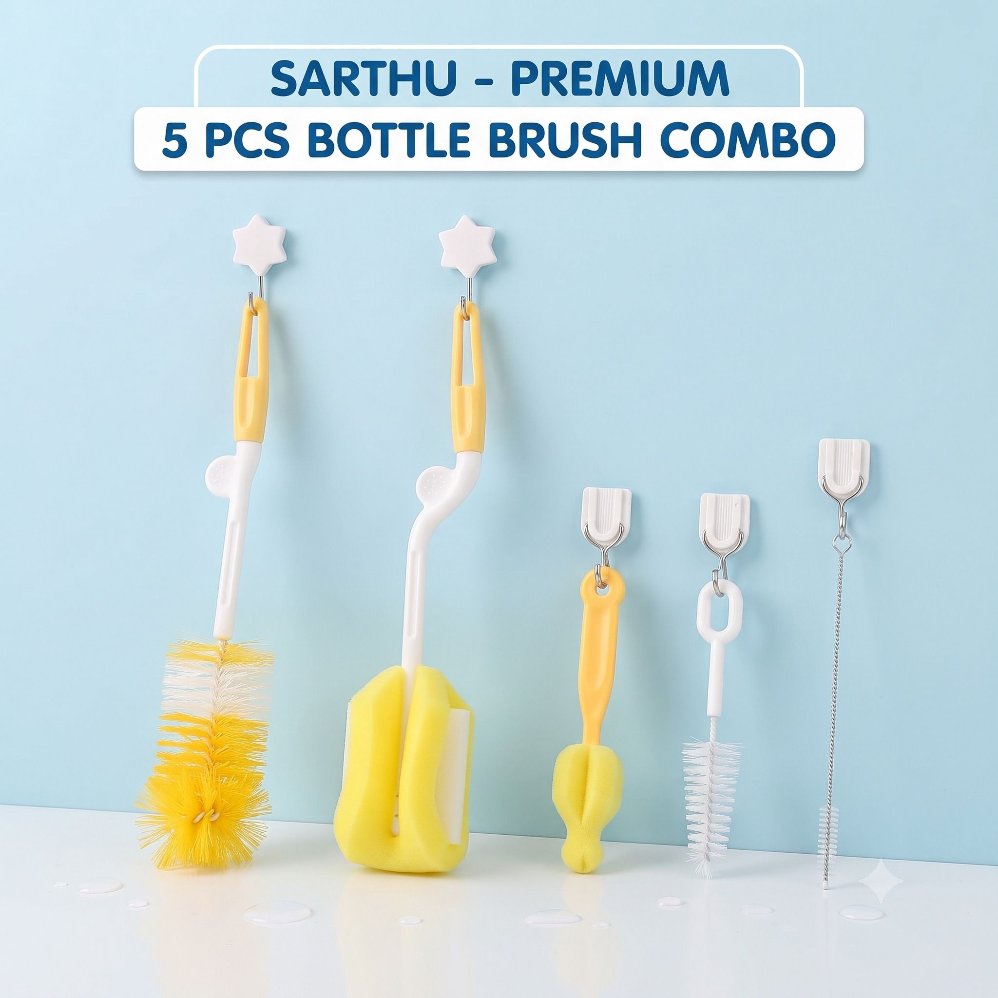 sarthu Bottle Cleaning Brush Baby Bottle Sports Bottle Straw Nipple Cleaning Brush Set-picture-41