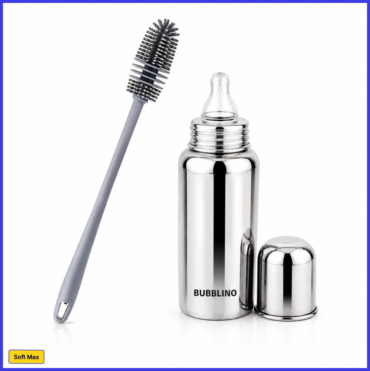 bubblino Steel Bottle And Bottle Brush Combo for Baby Spill-proof & Anti-Colic, 3-24-picture-41
