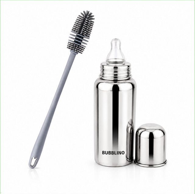 Stainless Steel Baby Feeding Bottle with Silicone Cleaning Brush Combo-image-16