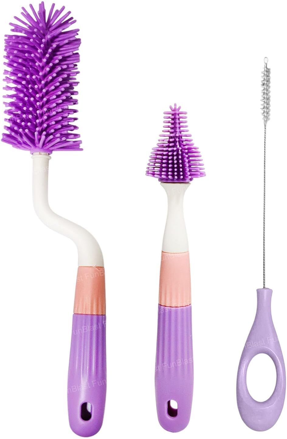 funblast 3 Pieces Baby Bottle Cleaning Brush Set with Rotating Handle-picture-13