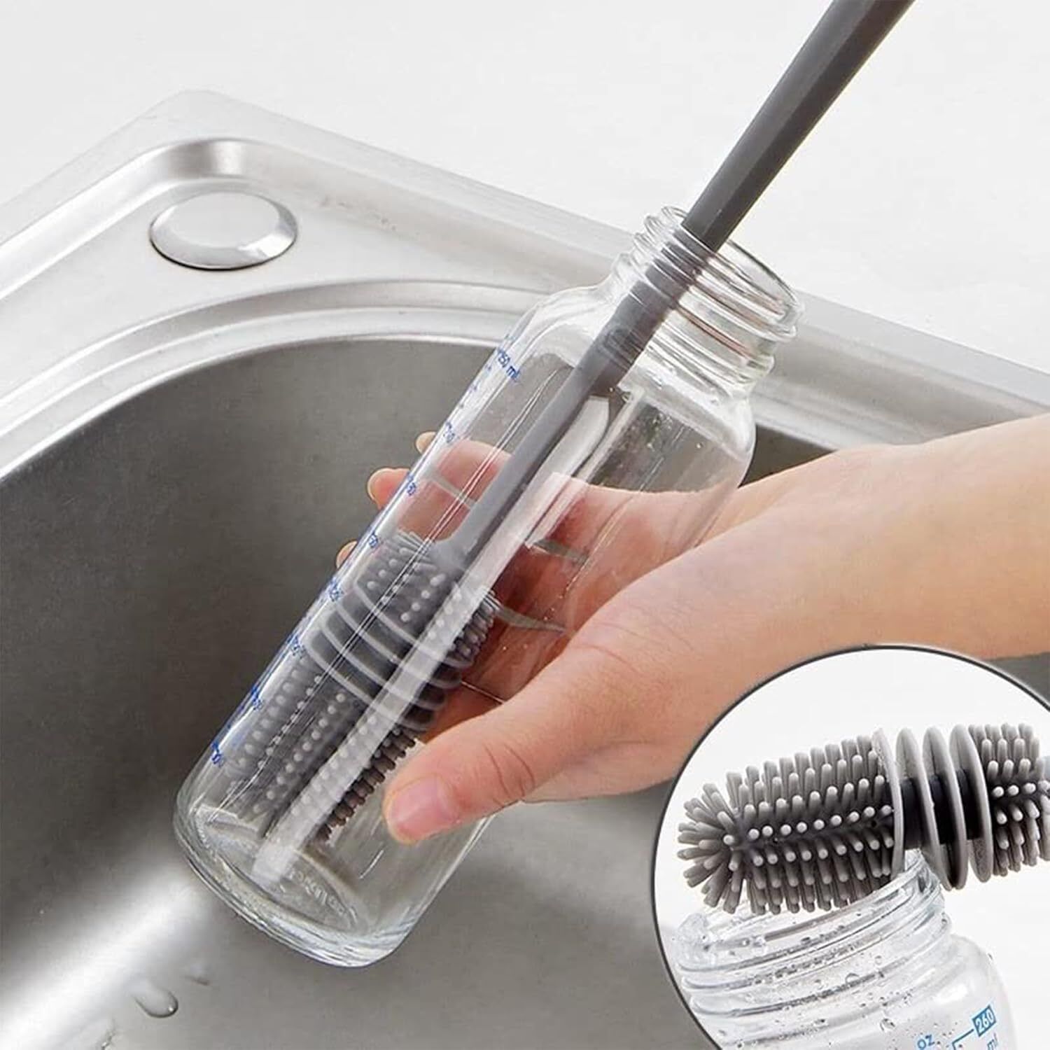 Bottle Cleaning Brush Silicone Long Handle Deep Clean Washing-image-42