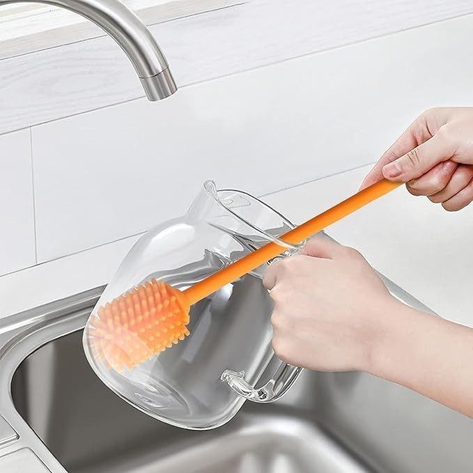 Silicone Cup Brush Glass Cleaner Long Handle Bottle & Wine Glass Cleaning Brush-image-7