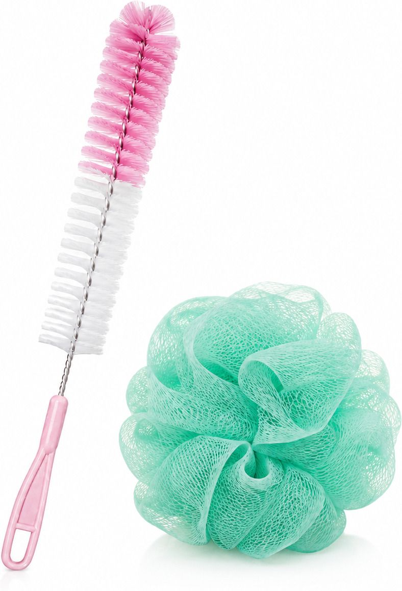 Bottle Cleaning Brush & Bath Loofah Combo Set for Daily Use-image-34
