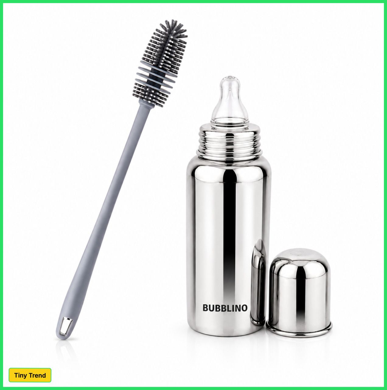 bubblino Steel Bottle And Bottle Brush Combo for Baby Spill-proof & Anti-Colic, 3-24-picture-14