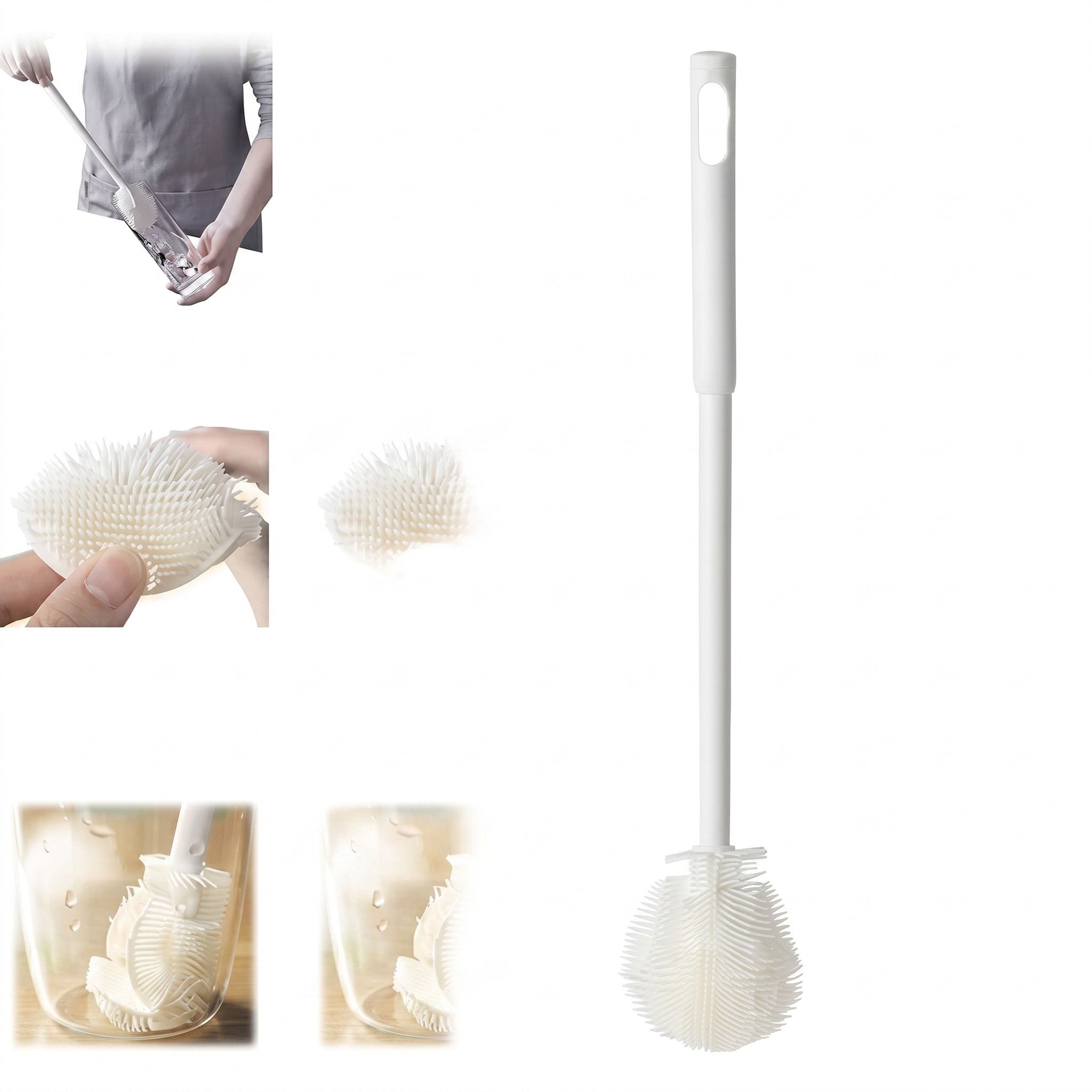 hidix Silicone Bottle Cleaning Brush with Long Handle 360° Flexible Bristles-picture-38
