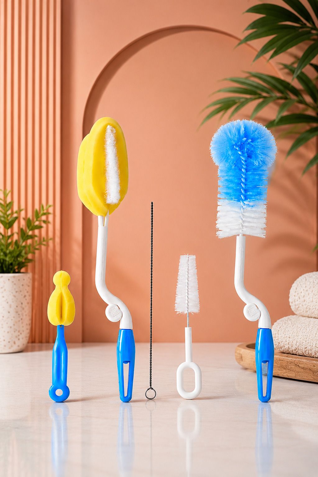 clenvo 5 Pcs Multipurpose Bottle Cleaning Brush Set with Long Handle-picture-37