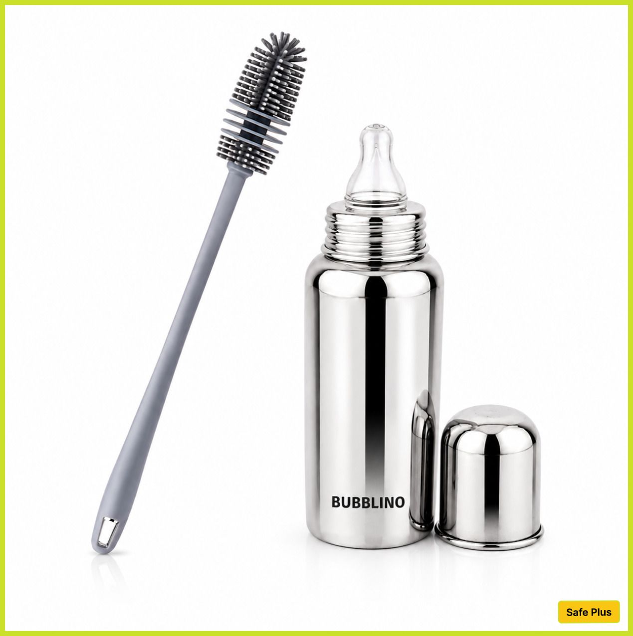 bubblino Steel Bottle And Bottle Brush Combo for Baby Spill-proof & Anti-Colic, 3-24-picture-34