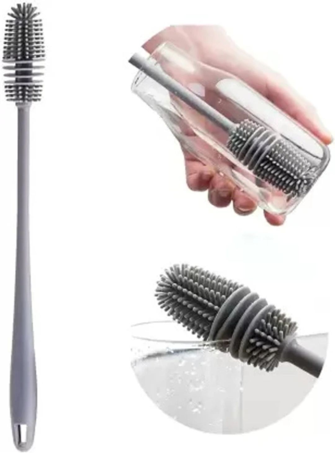 lyon Silicon Baby Bottle Cleaner Brush Medium Handle Grey-picture-26