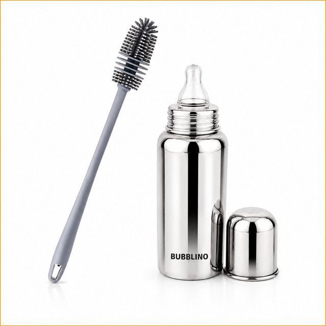 Stainless Steel Baby Feeding Bottle with Silicone Cleaning Brush Combo-image-39