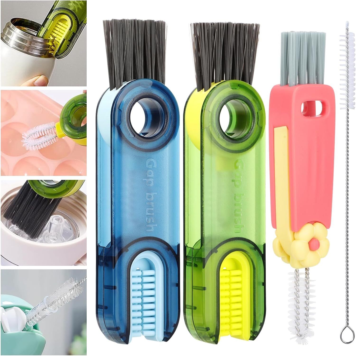 diyansh 3 In 1 Multipurpose Cup Lid, Tiny Bottle Cup Lid Cap Crevice Cleaning Brush 3pc-picture-22