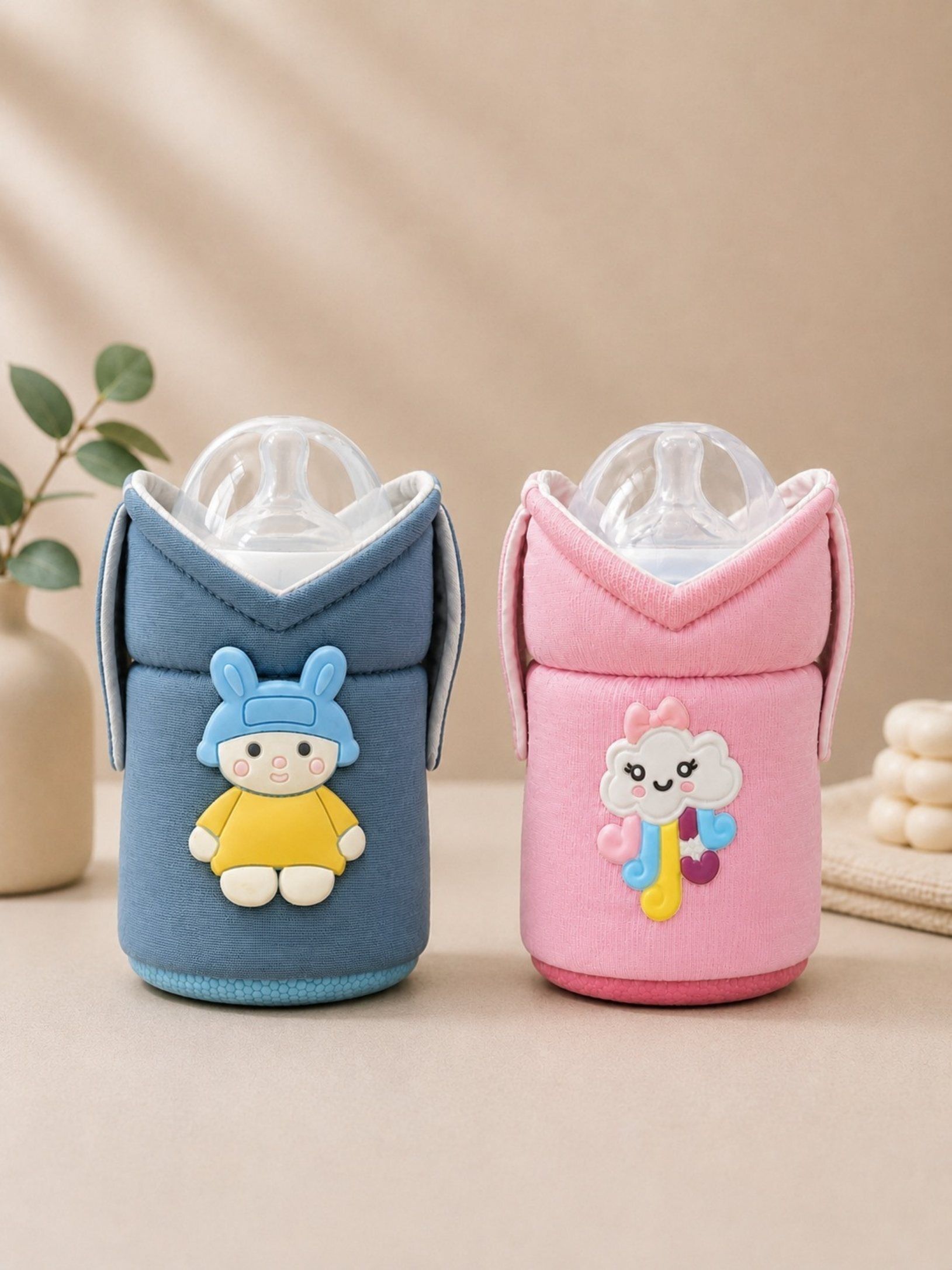 the little lookers Baby Feeder Cover Sleeve with Handles | Soft Water Resistant Bottle Cover-picture-21