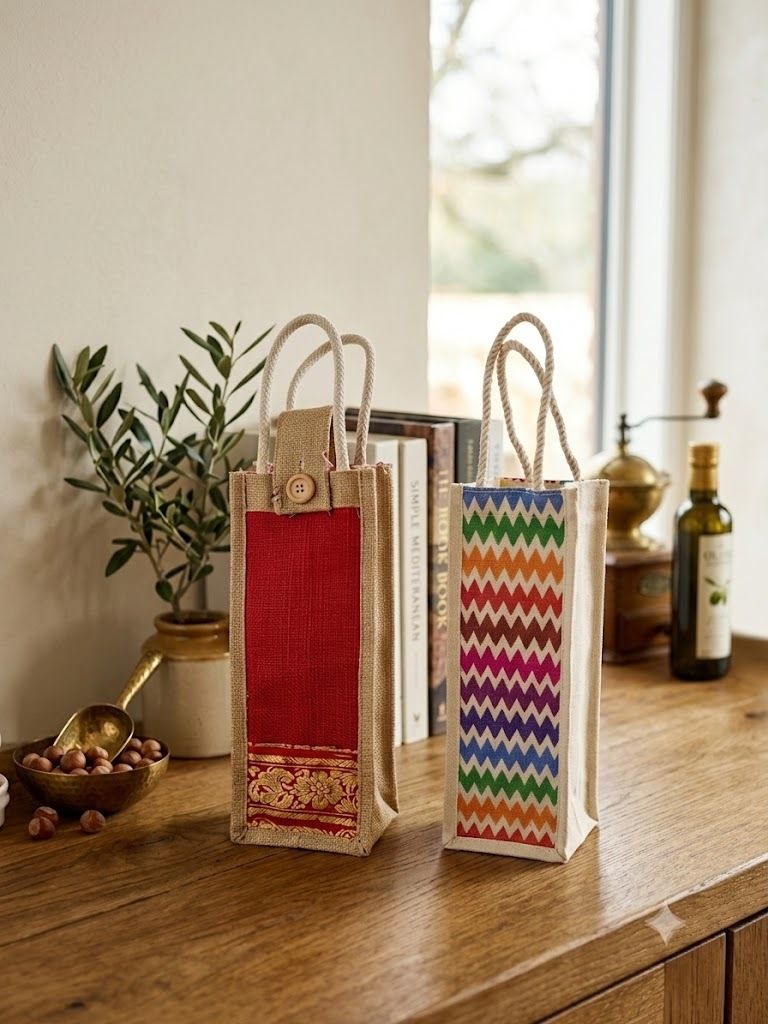 Handcrafted Jute & Canvas Bottle Cover-image-26