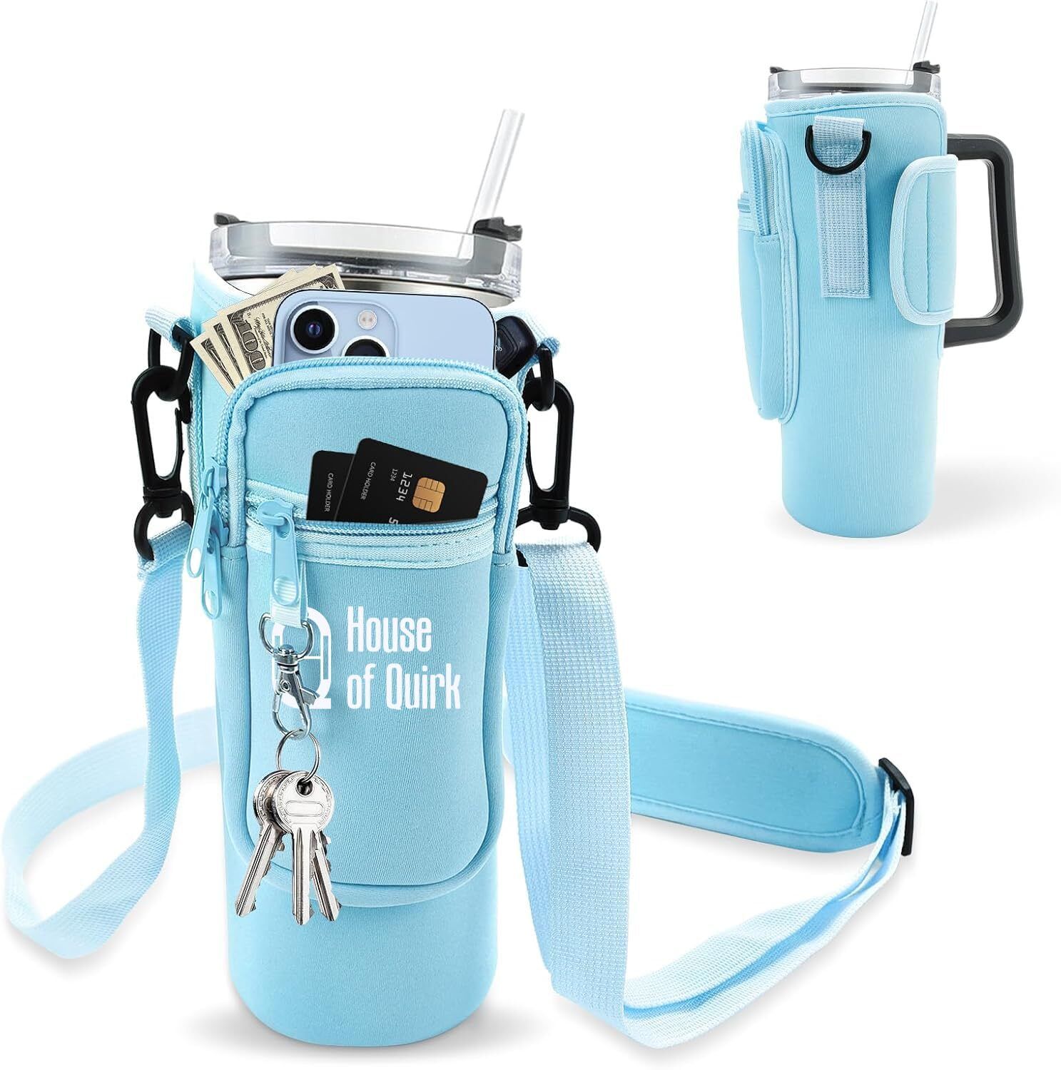 Water Bottle Carrier Bag with Phone Pocket for 40/30 oz Tumbler-Only Bag-image-41
