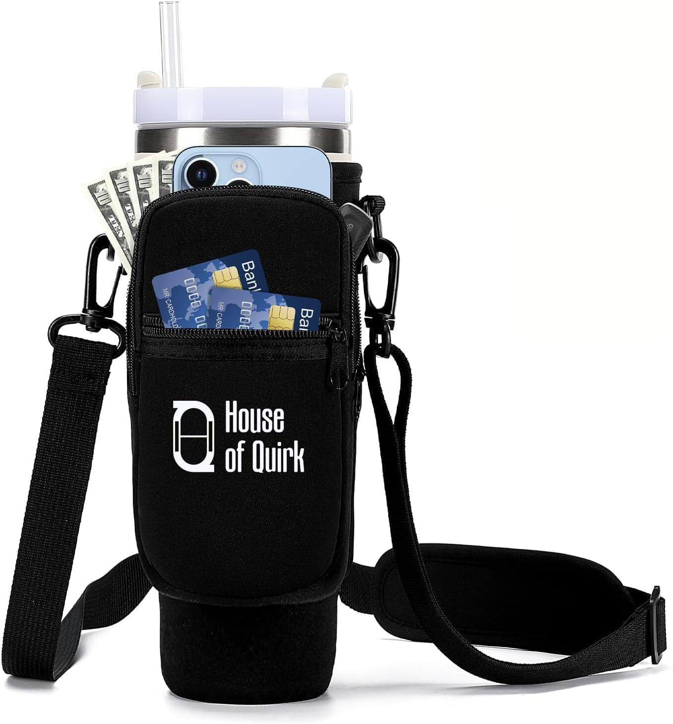 Water Bottle Carrier Bag with Phone Pocket for 40/30 oz Tumbler-Only Bag-image-8