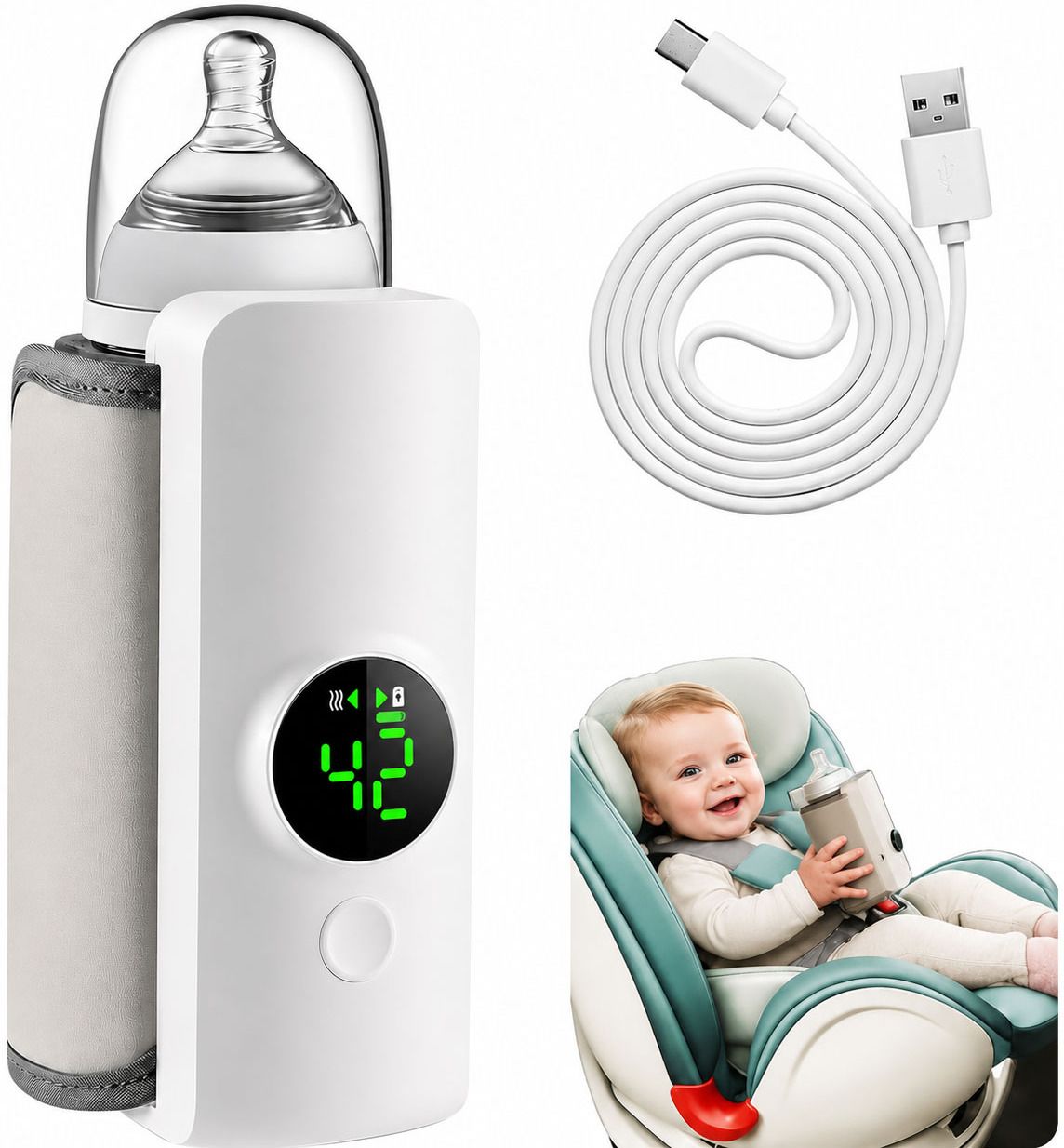 Smart Portable Bottle Warmer for Breast Milk Formula with USB Charging-image-7