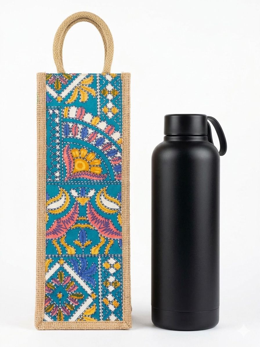 shri vinayak JUTE WATER BOTTLE COVER-1000ML-MULTICOLOR-picture-12