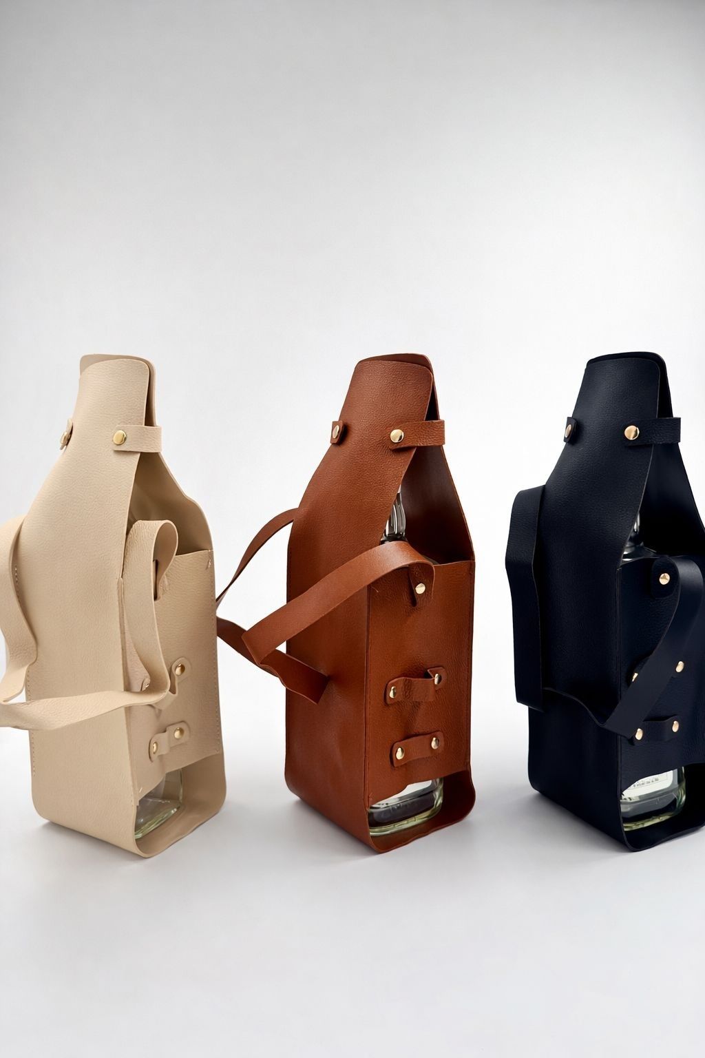 Premium Leather Wine Bottle Carrier Bag Pack of 3 with Strap Gift Case-image-32