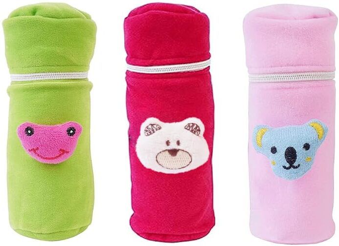 priyabhakta Soft Plush Baby Feeding Bottle Cover with Zip & Strap for Babies Pack of 3-picture-19