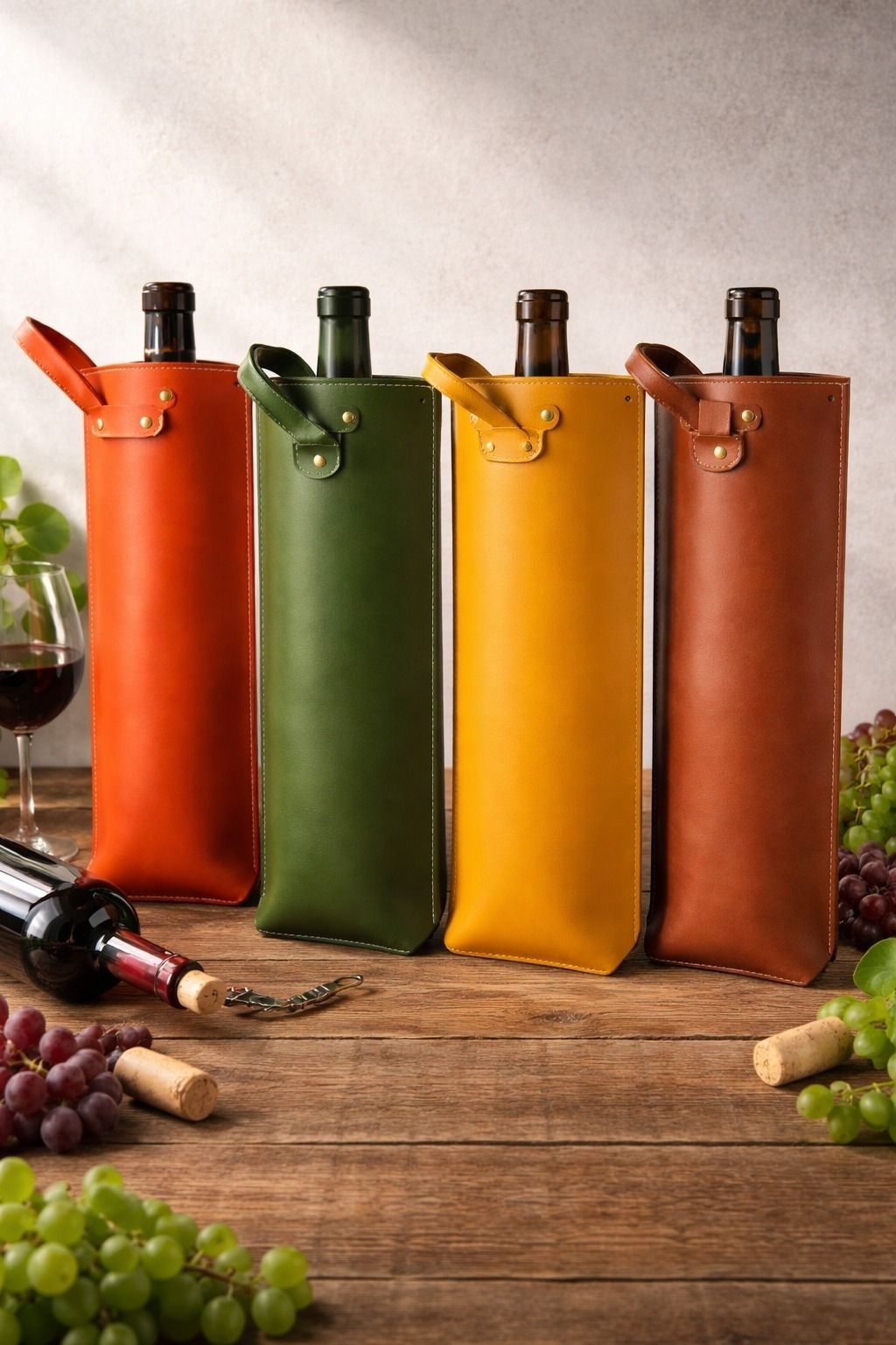 indelite Premium Leather Wine Bottle Carrier Bag Single Bottle Travel Holder Gift Case-picture-27