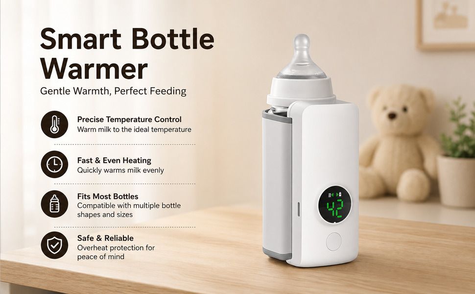 wundervox Cordless Baby Bottle Heater with Fast Heating & Safe Temperature Control-picture-2