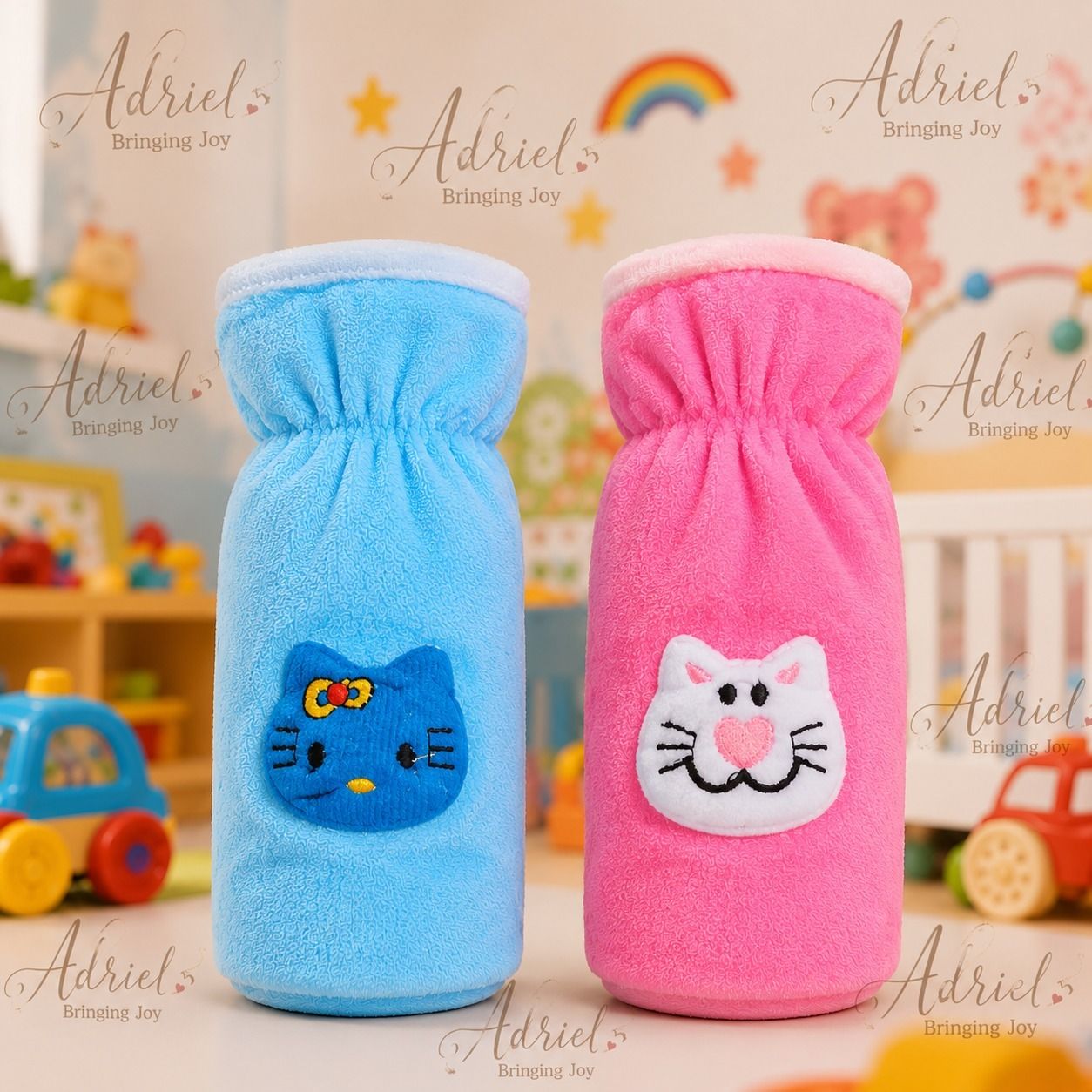 baby bottle cover teddy fabric velvet pink sky blue pack of 2-image-37