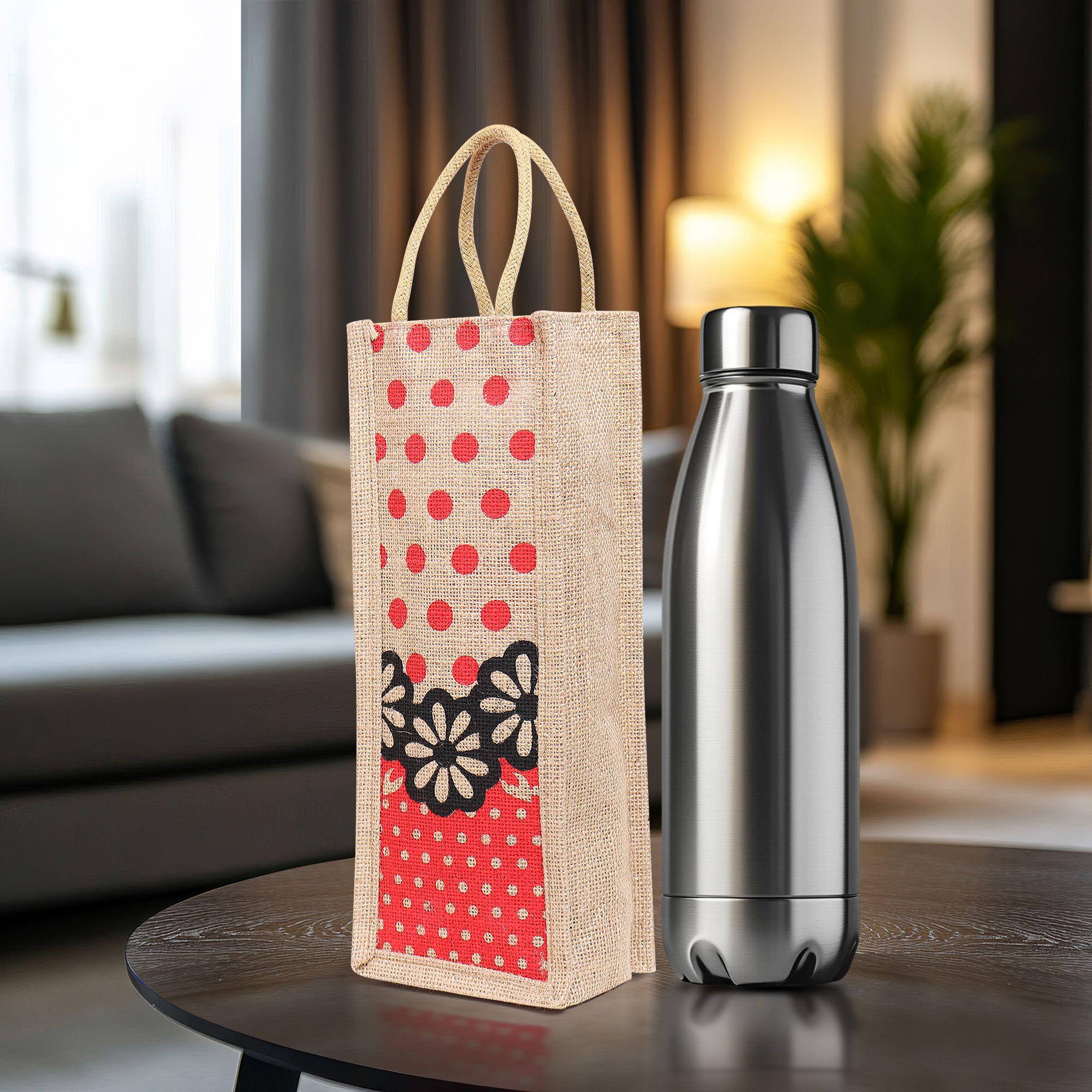 JUTE WATER BOTTLE COVER-1000ML-MULTICOLOR