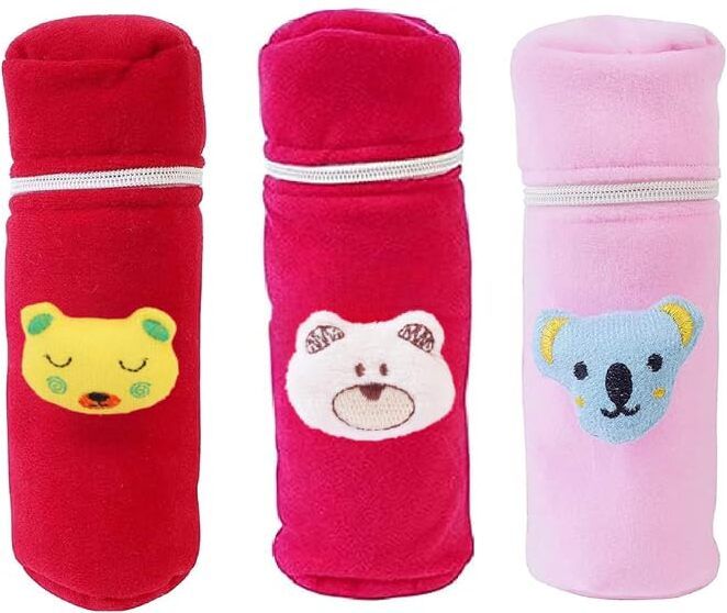 priyabhakta Soft Plush Baby Feeding Bottle Cover with Zip & Strap for Babies Pack of 3-picture-41