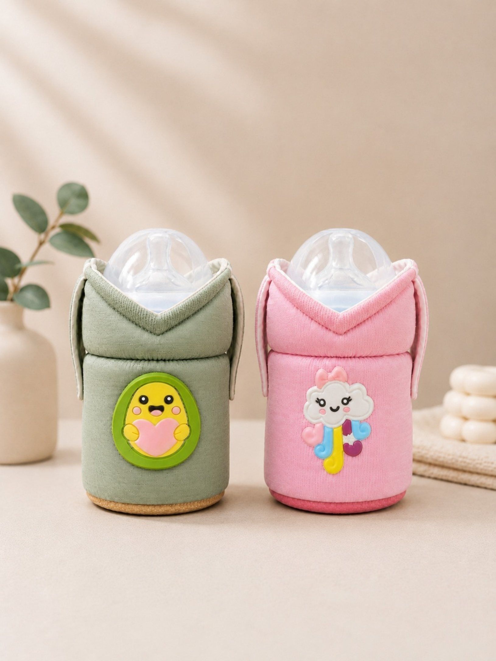 the little lookers Baby Feeder Cover Sleeve with Handles | Soft Water Resistant Bottle Cover-picture-23