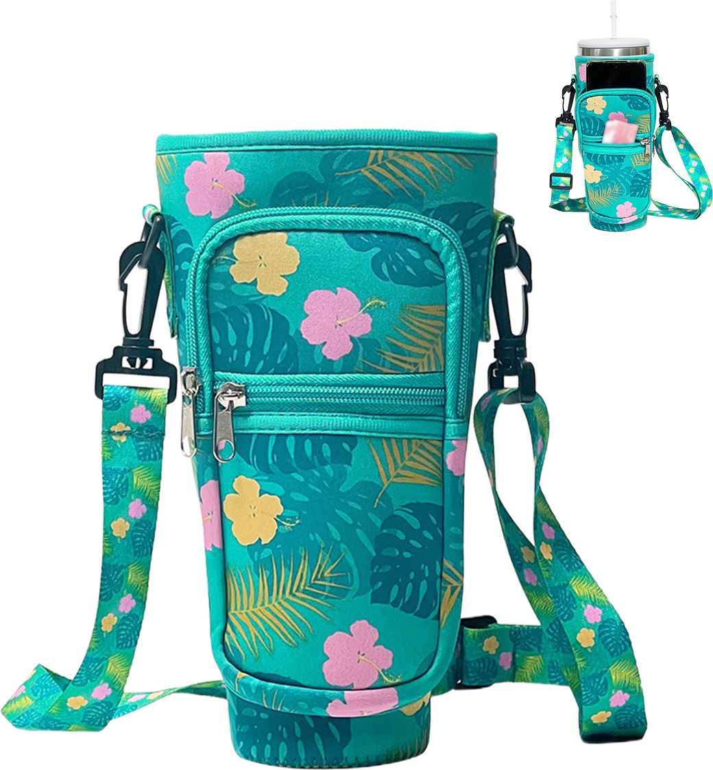 Neoprene Water Bottle Sling Bag with Phone Pocket and Shoulder Strap