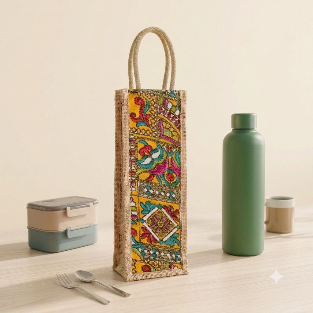 shri vinayak Eco-Friendly Jute Wine Gift Bag with Stylish Woven Design-picture-18