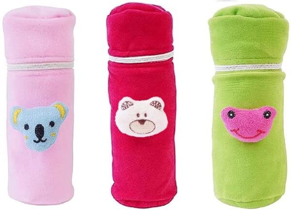 priyabhakta Soft Plush Baby Feeding Bottle Cover with Zip & Strap for Babies Pack of 3-picture-34