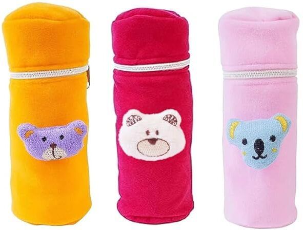 priyabhakta Soft Plush Baby Feeding Bottle Cover with Zip & Strap for Babies Pack of 3-picture-26