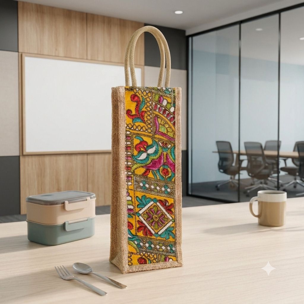shri vinayak JUTE WATER BOTTLE COVER-1000ML-MULTICOLOR, JAIPURI PRINT-picture-19