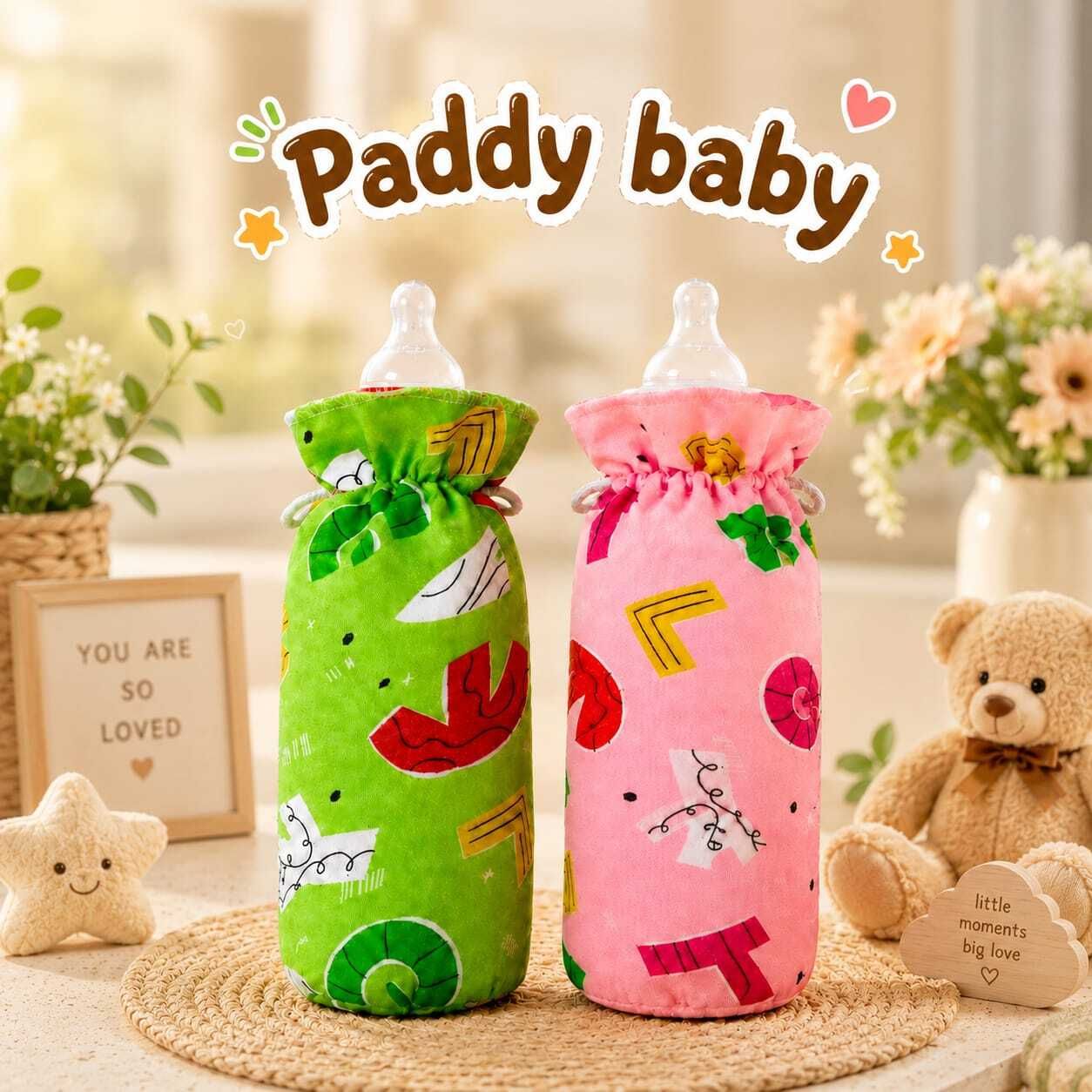 paddy baby baby bottle cover pack of 2 pink green-picture-47
