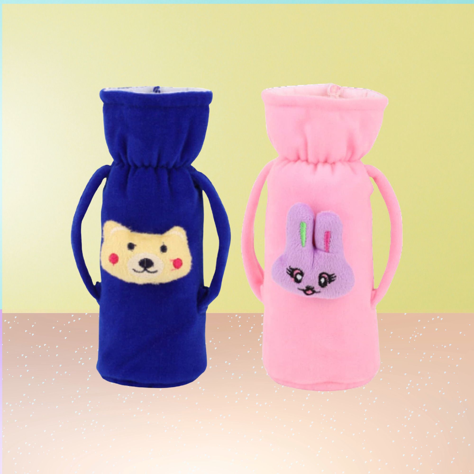mw prints Soft Plush Feeding Bottle Cover with Handle & Adorable Cartoon Character Design-picture-1
