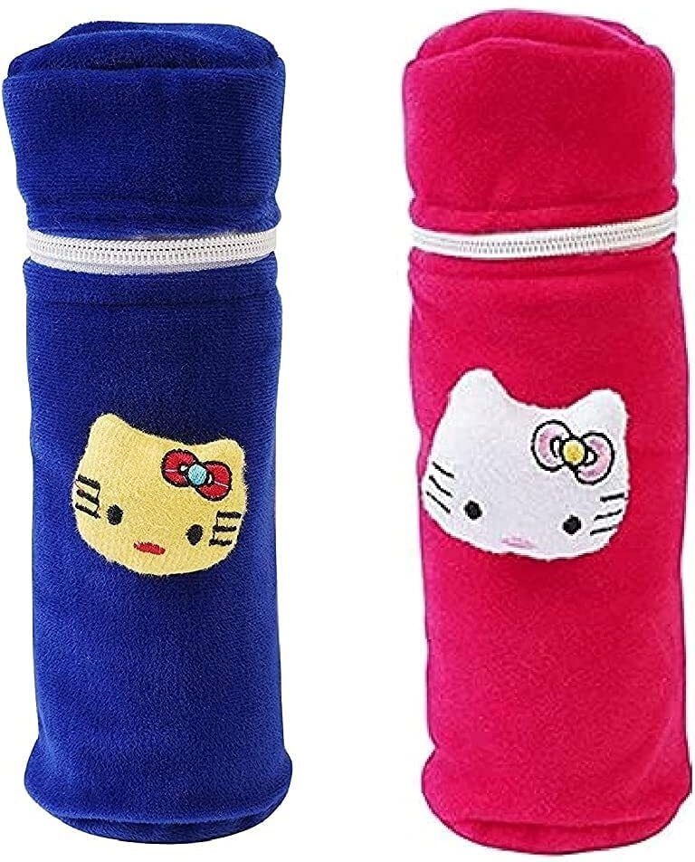 Soft Plush Baby Bottle Cover for Feeders Set of 2 Zipper Closer Cute Animated-image-39