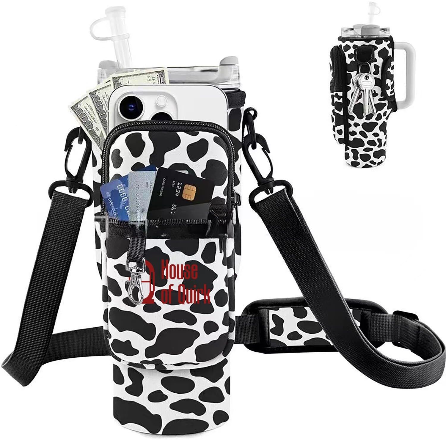 40/30 oz Tumbler Neoprene Water Bottle Holder Pouch with Adjustable Strap-image-49