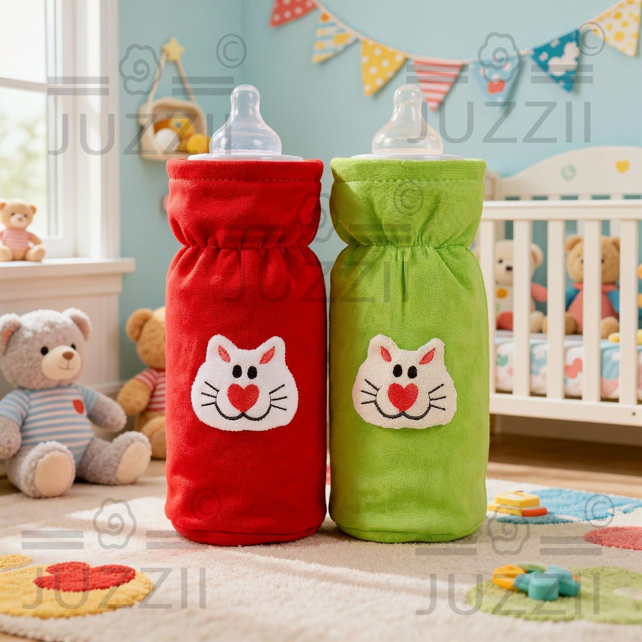 juzzii Premium Velvet Baby Feeding Bottle Cover | Ideal for Home, Travel 60-125 Ml-picture-14