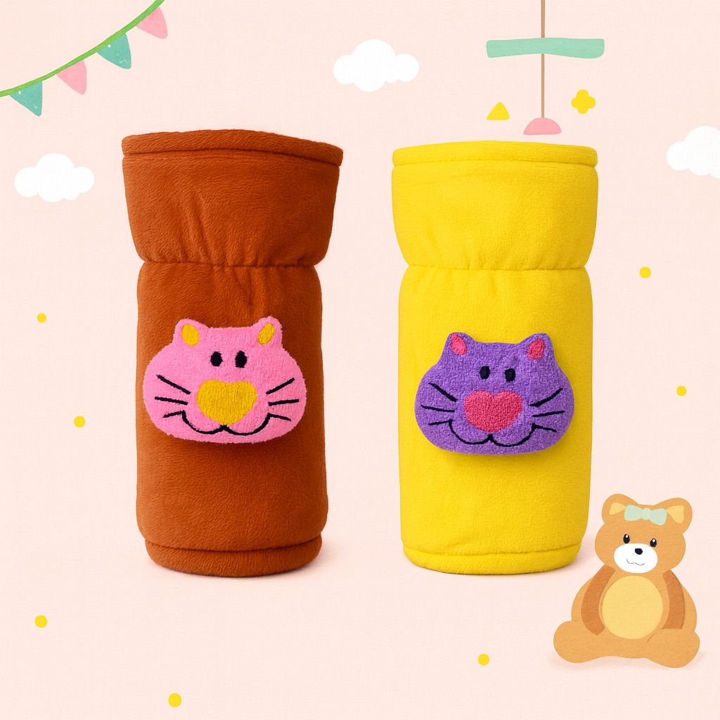 mw prints Soft Plush Baby Feeding Bottle Cover (60-125 ml) with Cartoon Strap, Durable-picture-17