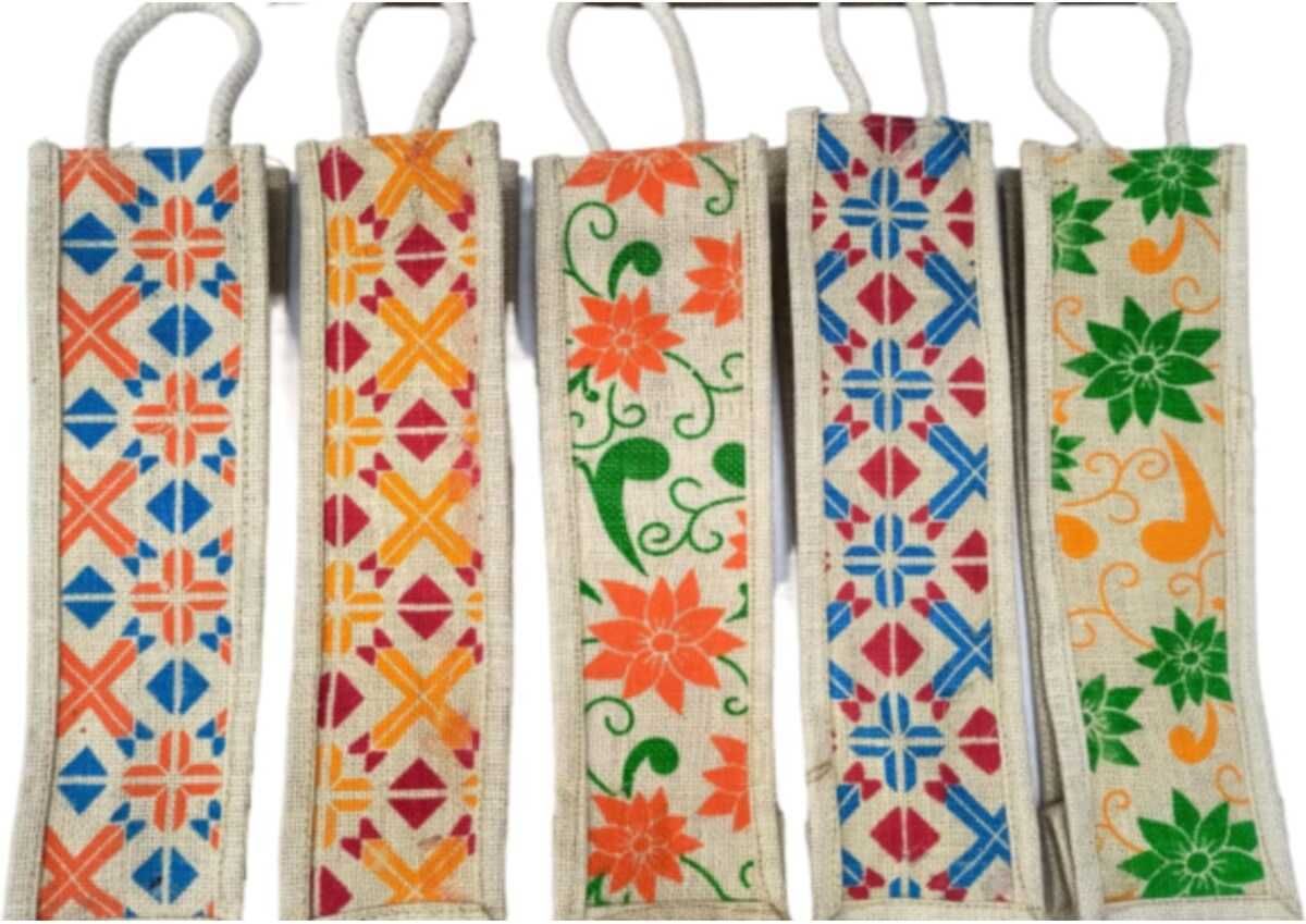 Any Colour Jute Bag For Wine /Water Bottle Gift Bag/Bottle Carry Bag Pack Of 2-image-16