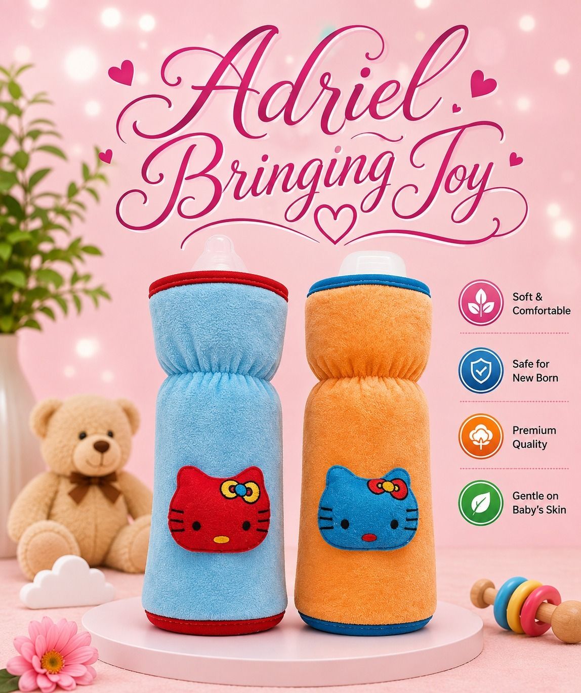 bottle cover pack of 2 peach blue /-image-49