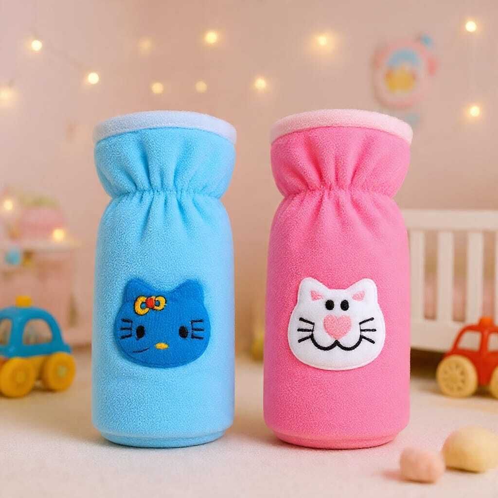 bottle cover pack of 2 pink blue teddy-image-4