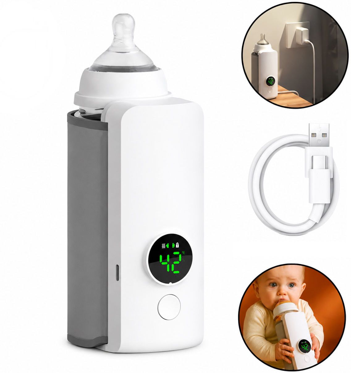 Rechargeable Baby Milk Heater USB Portable Bottle Warmer Fast Heating-image-1