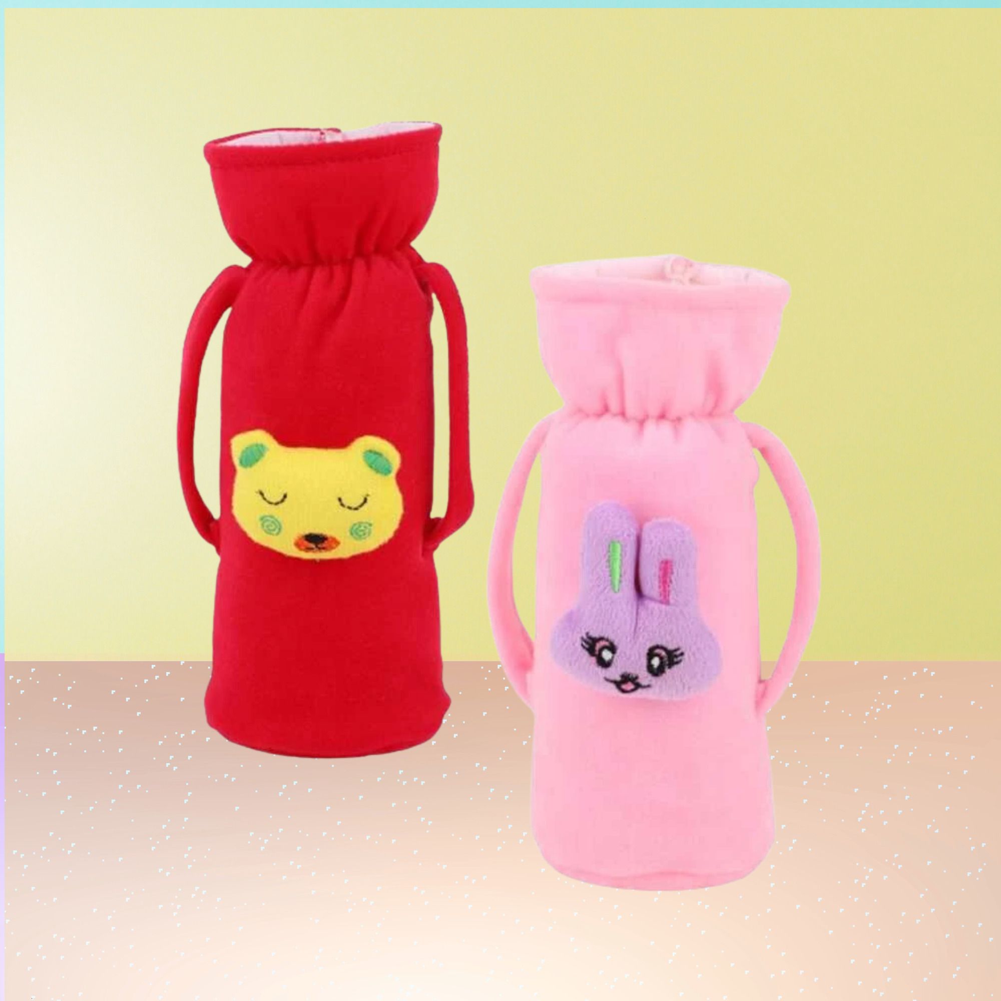 mw prints Soft Plush Feeding Bottle Cover with Handle & Adorable Cartoon Character Design-picture-0