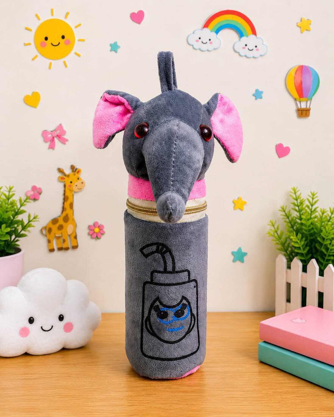 Pink Grey Elephant Baby Feeding Bottle Cover(350 ml)-image-40