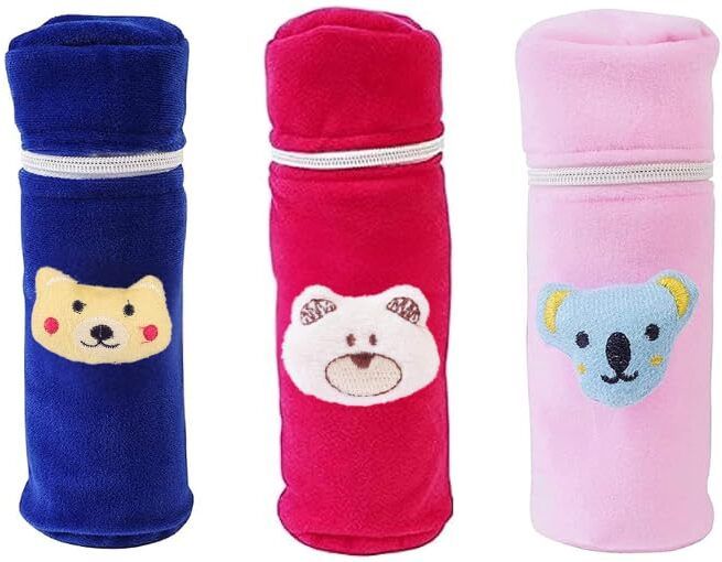 priyabhakta Soft Plush Baby Feeding Bottle Cover with Zip & Strap for Babies Pack of 3-picture-35